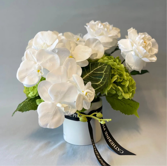 Rosalin White Austin Orchid Arrangement   (Artificial flowers Faux Flowers)