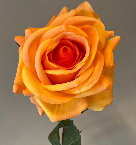 Real Touch Bright Orange Hannah Rose Single Stem Artificial Flowers Faux Flowers