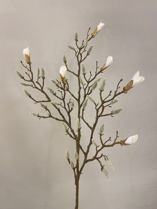 Magnolia Bud white Spray Single Stem Artificial Flowers