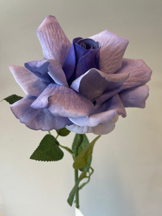 Lavender Blue Velvet Rose Single Stem Artificial Flower Faux Flower
