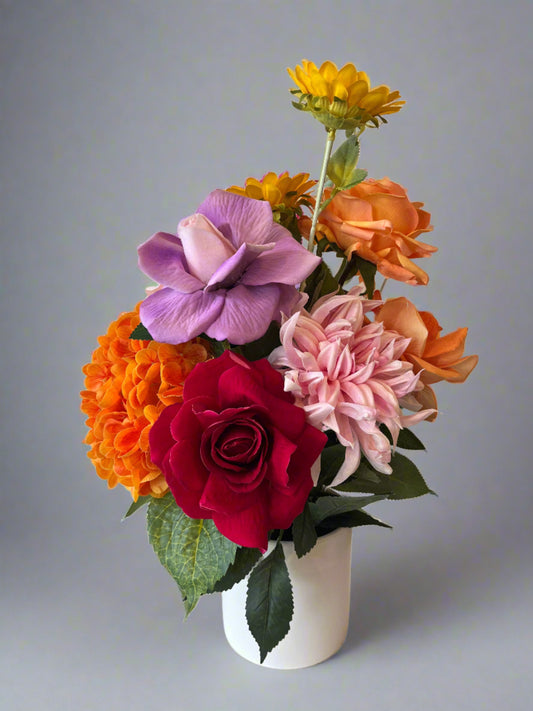 Sun Flower Dahlia Flower Arrangement, Artificial Flowers Arrangement, Faux Flowers Arrangement