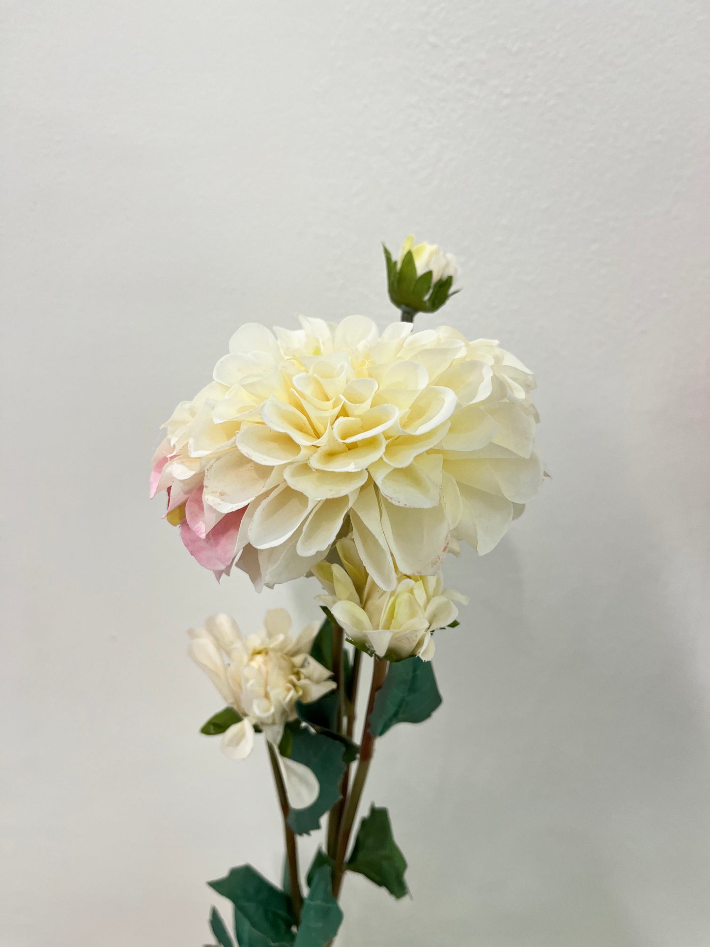 White Dahlia Spray Single Stem Artificial Flowers Faux Flowers
