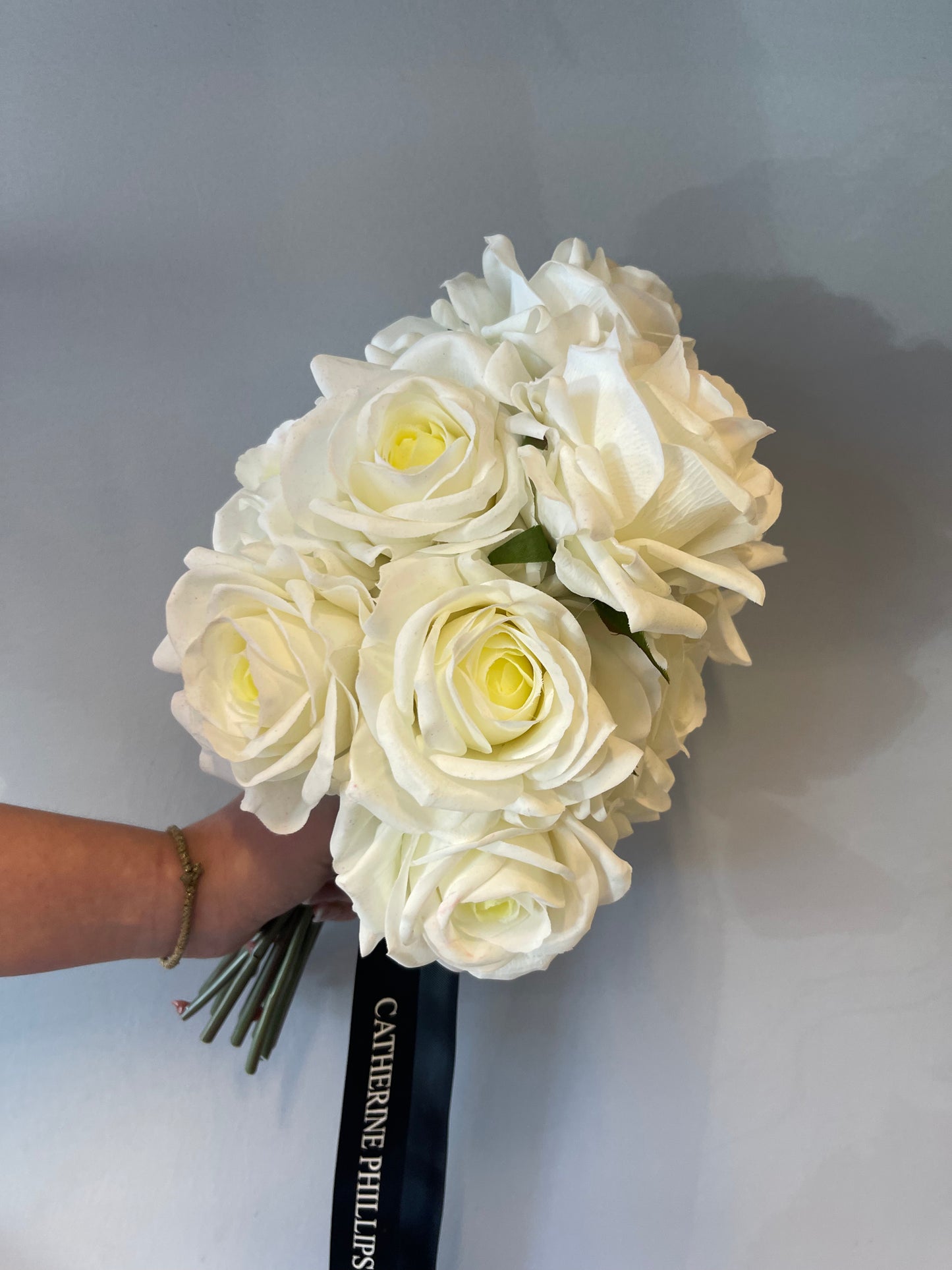 White Hannah Rose Bridesmaids Bouquet - 12 flowers