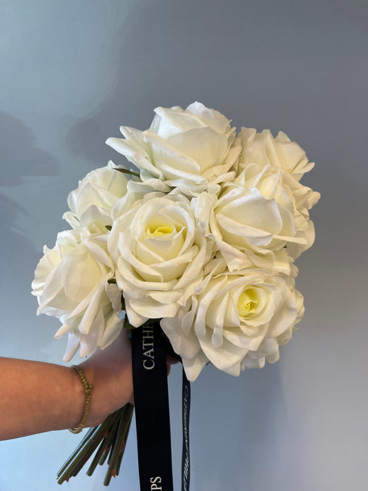 White Hannah Rose Bridesmaids Bouquet - 12 flowers